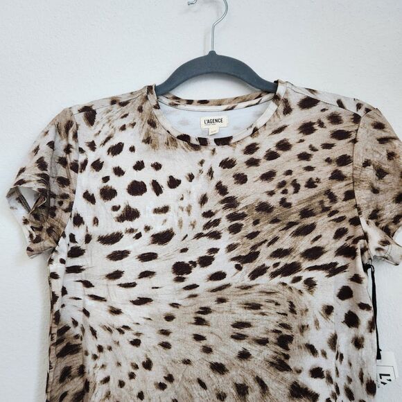 L’AGENCE Leopard Animal Print Fitted Tee | Size S - Picture 2 of 7